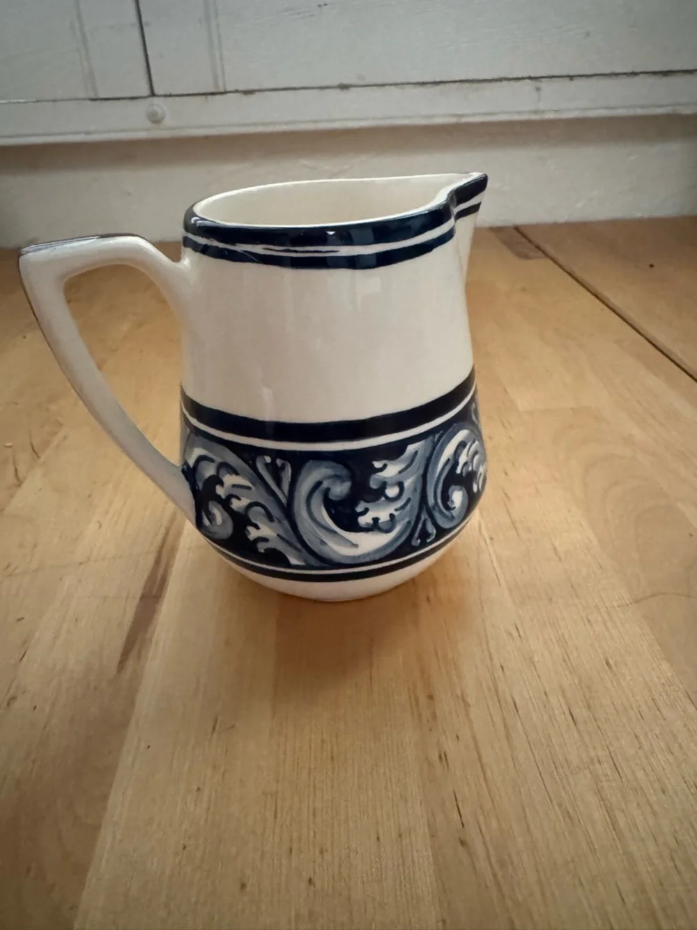 Williams Sonoma Blue and White Ceramic Creamer